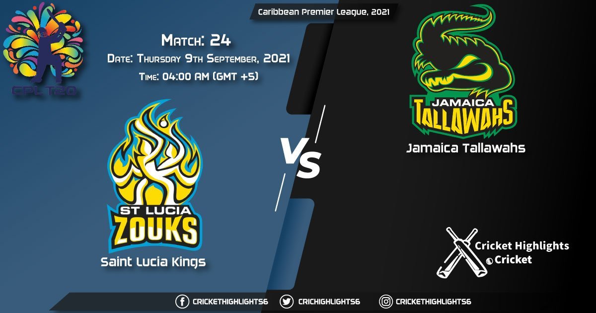 SLK vs JAM Live Score Match 24, Playing 11 Live Match Today, September 9, 2021, Caribbean Premier League, 2021