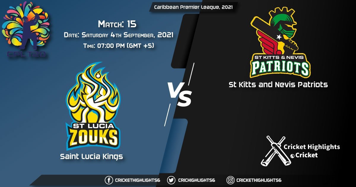 SLK vs SKN Live Score Match 15, Playing 11 Live Match Today, September 4, 2021, Caribbean Premier League, 2021
