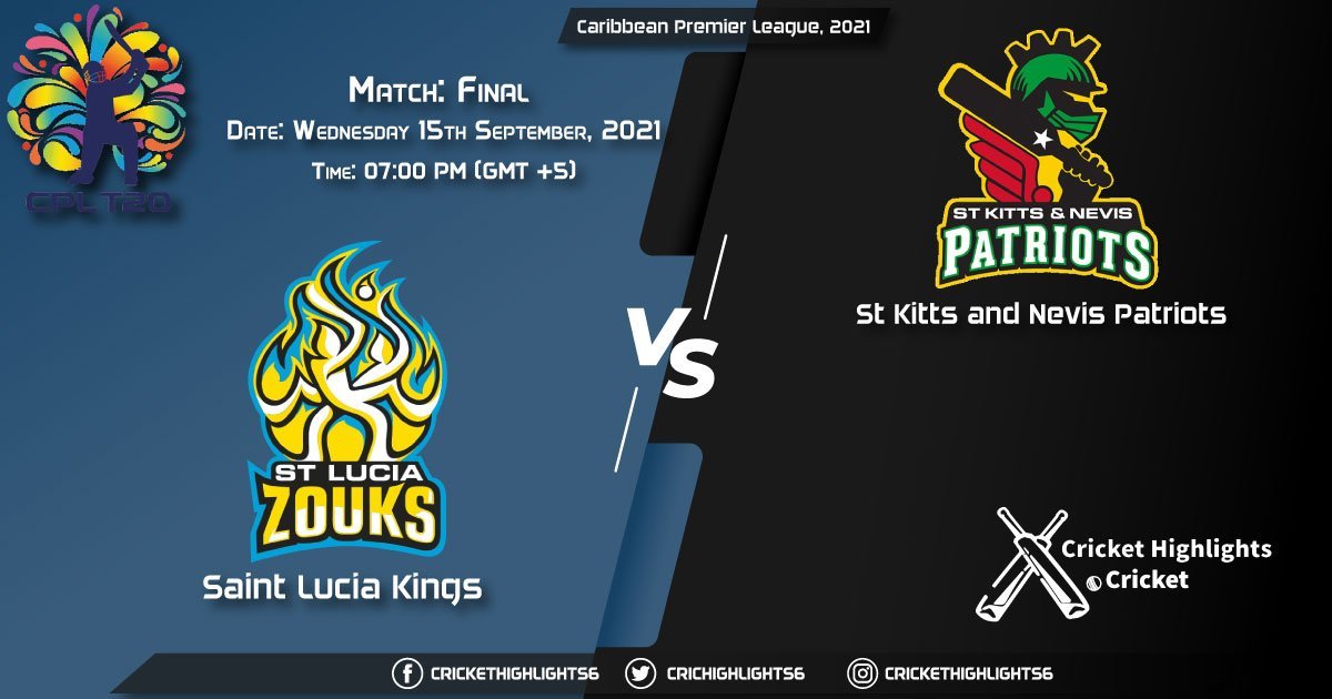 SLK vs SKN Live Score Match Final, Playing 11 Live Match Today, September 15, 2021, Caribbean Premier League, 2021