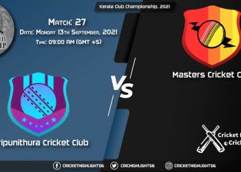 TRC vs MTC Live Score Match 27, Playing 11 Live Match Today, September 13, 2021, Kerala Club Championship, 2021