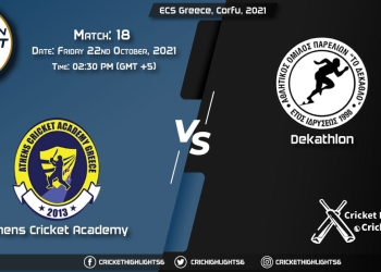 ACA vs DEK Live Score Match 18, Playing 11 Live Match Today, October 22, 2021, ECS Greece, Corfu, 2021