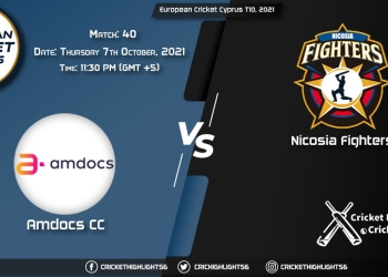AMD vs NFCC Live Score Match 40, Playing 11 Live Match Today, October 7, 2021, European Cricket Cyprus T10, 2021