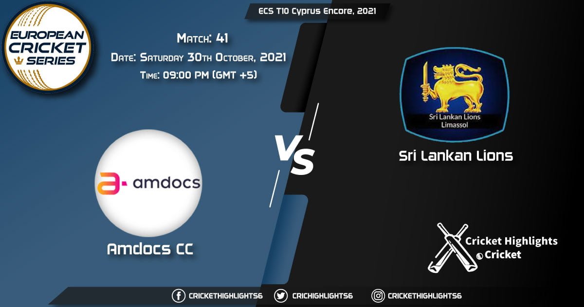AMD vs SLL Live Score Match 41, Playing 11 Live Match Today, October 30, 2021, ECS T10 Cyprus Encore, 2021