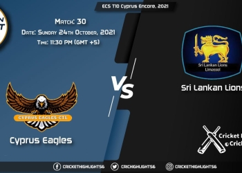 CES vs SLL Live Score Match 30, Playing 11 Live Match Today, October 24, 2021, ECS T10 Cyprus Encore, 2021