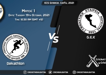 DEK vs GEK Live Score Match 1, Playing 11 Live Match Today, October 20, 2021, ECS Greece, Corfu, 2021