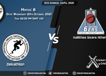DEK vs KSA Live Score Match 8, Playing 11 Live Match Today, October 20, 2021, ECS Greece, Corfu, 2021