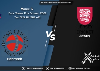 DEN vs JER Live Score Match 5, Playing 11 Live Match Today, October 17, 2021, ICC World Twenty20 Europe Qualifier, 2021