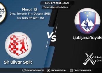 ECS Croatia, 2021, Match 13 SOS vs LJU, Playing 11 & Today's Match Predictions