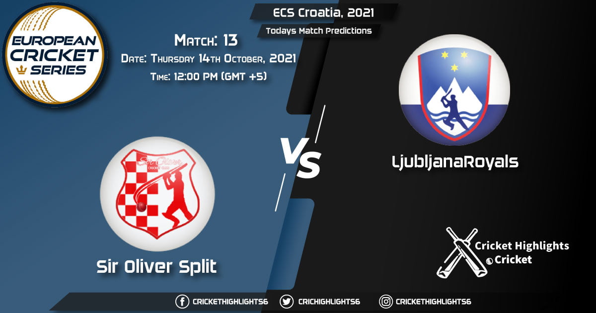 ECS Croatia, 2021, Match 13 SOS vs LJU, Playing 11 & Today's Match Predictions