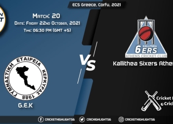 GEK vs KSA Live Score Match 20, Playing 11 Live Match Today, October 22, 2021, ECS Greece, Corfu, 2021