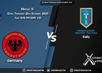 GER vs ITA Live Score Match 11, Playing 11 Live Match Today, October 21, 2021, ICC World Twenty20 Europe Qualifier, 2021