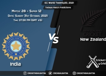 ICC World Twenty20, 2021, Super 12 - Match 28 IND vs NZ, Playing 11 & Today's Match Predictions
