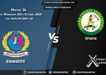 ICC World Twenty20 Africa Qualifier, 2021, Match 14 SWZ vs GHA, Playing 11 & Today's Match Predictions