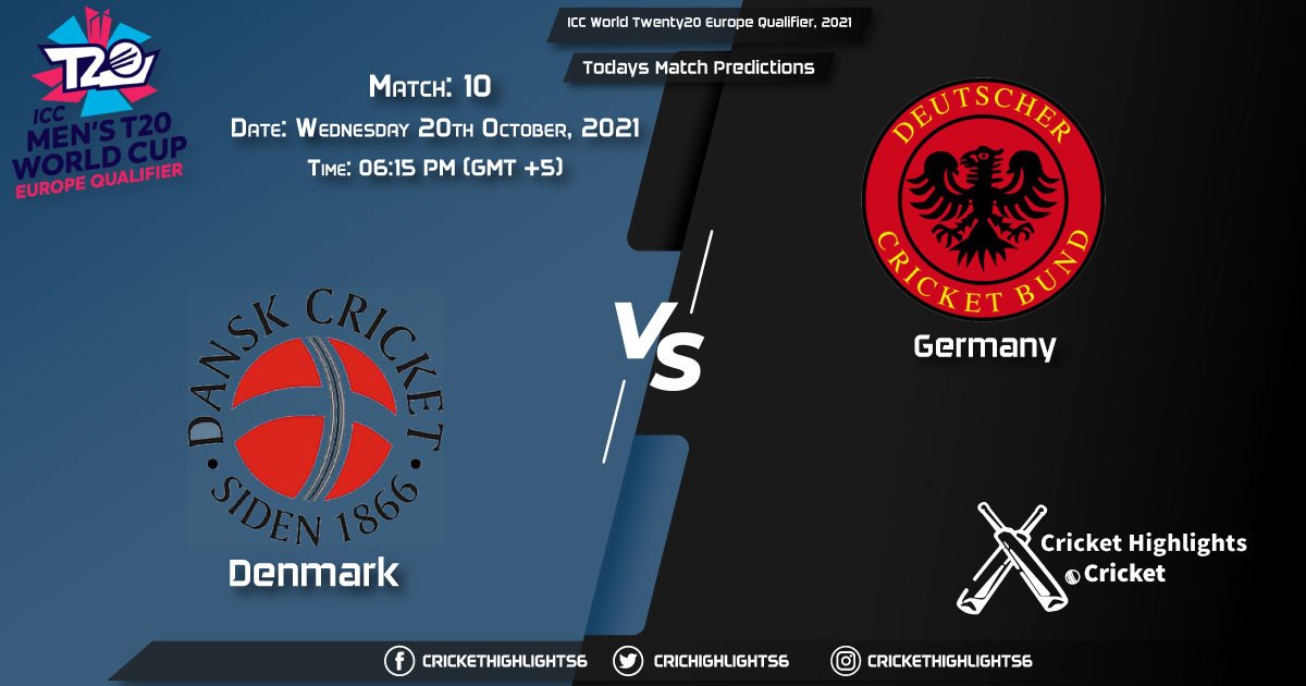 ICC World Twenty20 Europe Qualifier, 2021, Match 10 DEN vs GER, Playing 11 & Today's Match PredictionsWho Will Win Today Italy vs Jersey, 9th Match, Dream11 Prediction, Playing XI, Pitch Report, Injury Update