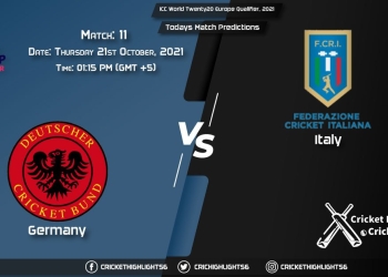 ICC World Twenty20 Europe Qualifier, 2021, Match 11 GER vs ITA, Playing 11 & Today's Match Predictions