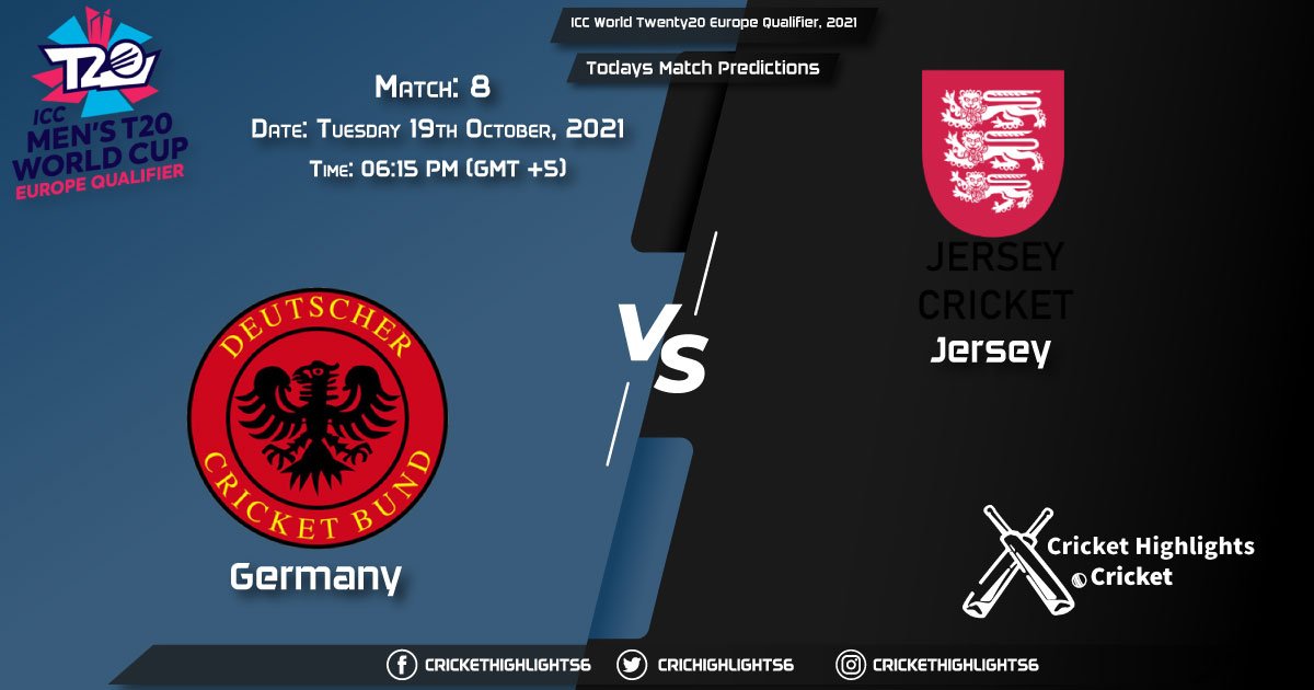 ICC World Twenty20 Europe Qualifier, 2021, Match 8 GER vs JER, Playing 11 & Today's Match Predictions