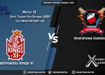 KK vs BG Live Score Match 13, Playing 11 Live Match Today, October 5, 2021, Everest Premier League, 2021