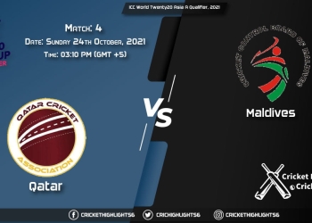 QAT vs MLD Live Score Match 4, Playing 11 Live Match Today, October 24, 2021, ICC World Twenty20 Asia A Qualifier, 2021