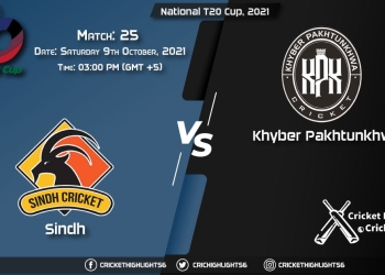 SIN vs KHP Live Score Match 25, Playing 11 Live Match Today, October 9, 2021, National T20 Cup, 2021