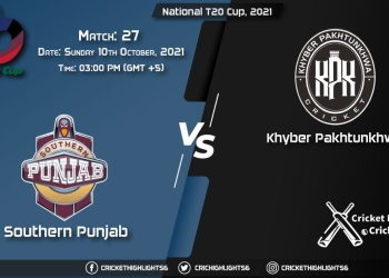 SOP vs KHP Live Score Match 27, Playing 11 Live Match Today, October 10, 2021, National T20 Cup, 2021