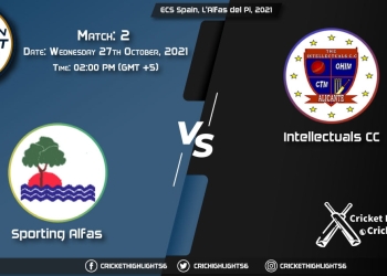 SPA vs INT Live Score Match 2, Playing 11 Live Match Today, October 27, 2021, ECS Spain, L'Alfas del Pi, 2021