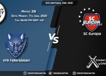 VFB vs SCE, Live Scorecard, Match 28, June 7, 2021, Live Cricket Score, ECS Germany, Kiel, 2021