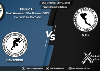 Who Will Win Today Dekathlon vs G.E.K, 6th Match, Dream11 Prediction, Playing XI, Pitch Report, Injury Update