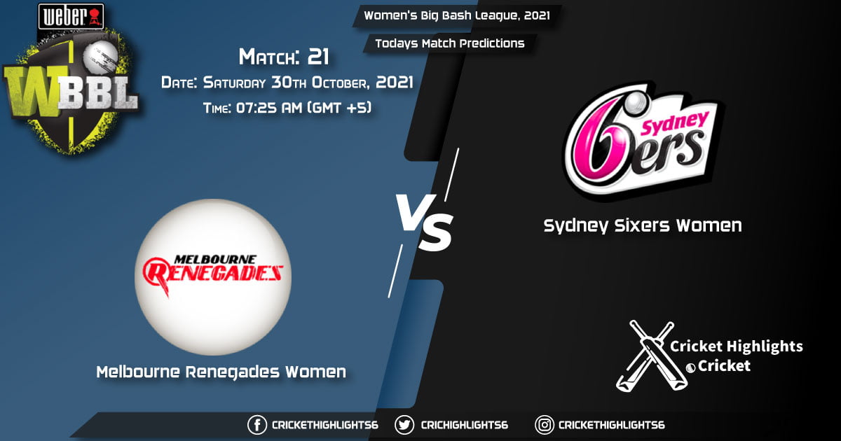 Women's Big Bash League, 2021, Match 21 MR-W vs SS-W, Playing 11 & Today's Match Predictions