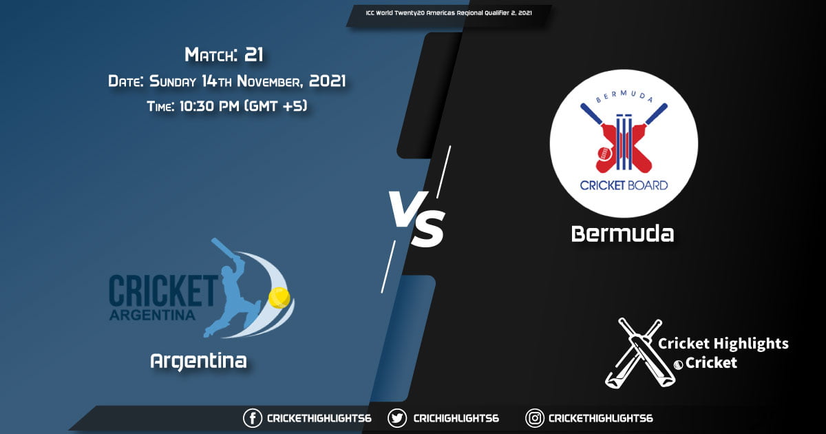 ARG vs BER, Live Scorecard, Match 21, November 14, 2021, Live Cricket Score, ICC World Twenty20 Americas Regional Qualifier 2, 2021
