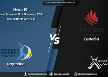 ARG vs CAN, Live Scorecard, Match 19, November 13, 2021, Live Cricket Score,ICC World Twenty20 Americas Regional Qualifier 2, 2021