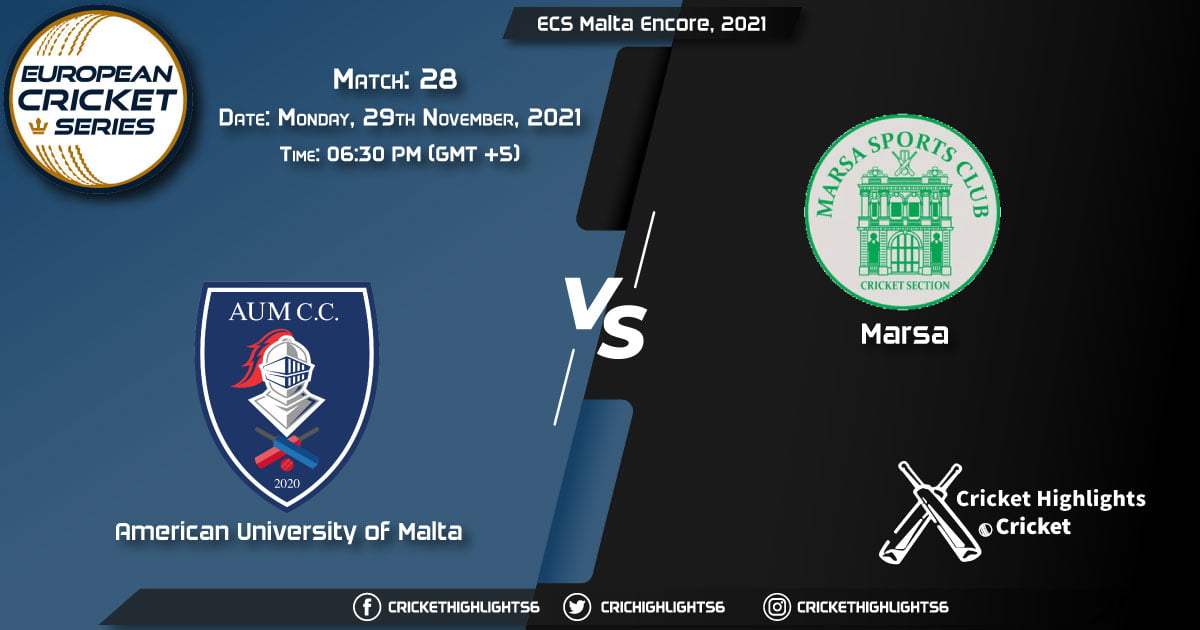 AUM vs MAR, Live Scorecard, Match 28, November 29, 2021, Live Cricket Score, ECS Malta Encore, 2021
