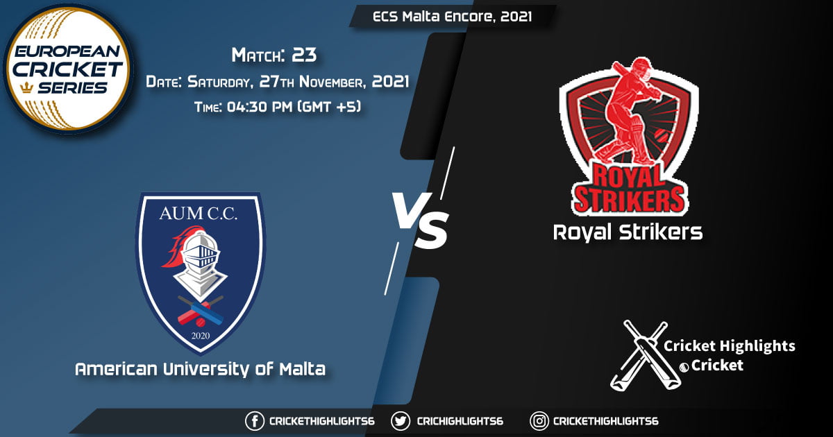 AUM vs RST, Live Scorecard, Match 23, November 26, 2021, Live Cricket Score, ECS Malta Encore, 2021
