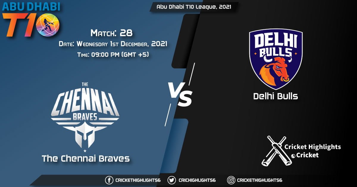 Abu Dhabi T10 League, 2021, Match 28 CB vs DB, Playing 11 & Today's Match Predictions