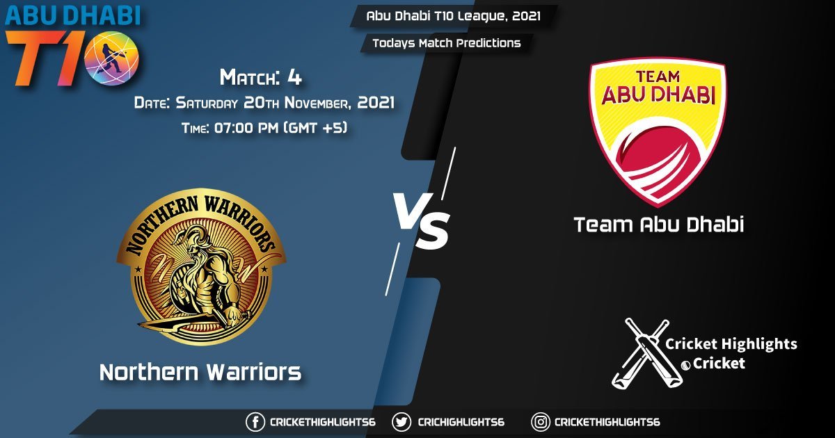 Abu Dhabi T10 League, 2021, Match 4 NW vs TAD, Playing 11 & Today's Match Predictions