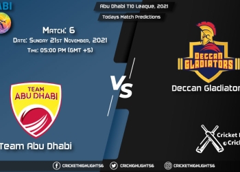 Abu Dhabi T10 League, 2021, Match 6 TAD vs DG, Playing 11 & Today's Match Predictions