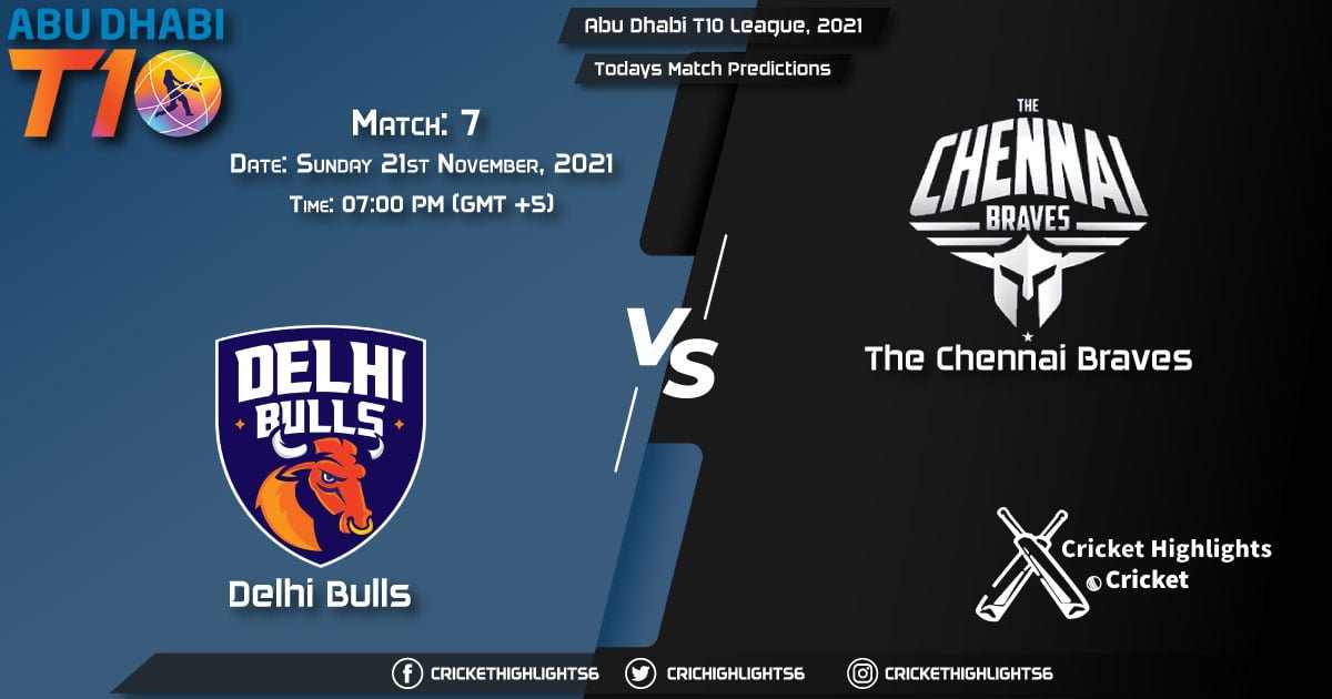 Abu Dhabi T10 League, 2021, Match 7 DB vs TCB, Playing 11 & Today's Match Predictions