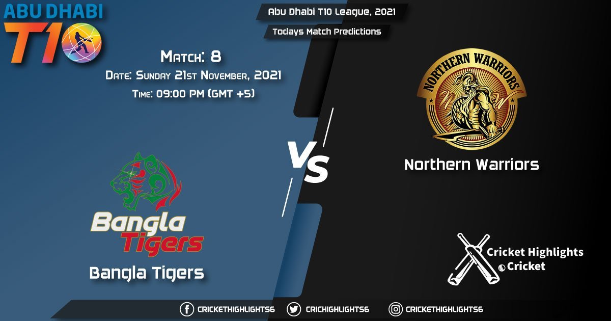 Abu Dhabi T10 League, 2021, Match 8 BT vs NW, Playing 11 & Today's Match Predictions