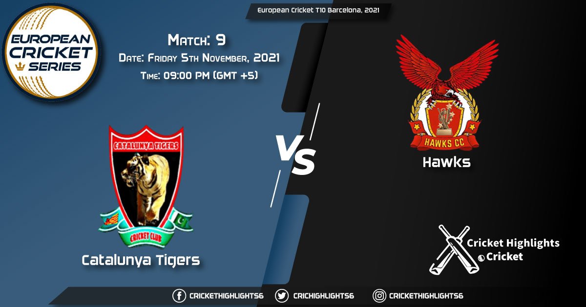 CAT vs HAW Live Score Match 9, Playing 11 Live Match Today, November 5, 2021, European Cricket T10 Barcelona, 2021