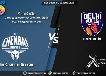 CB vs DB, Live Scorecard, Match 28, December 1, 2021, Live Cricket Score, Abu Dhabi T10 League, 2021