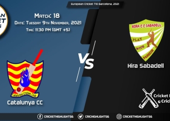 CTL vs HIS Live Score Match 18, Playing 11 Live Match Today, November 9, 2021, European Cricket T10 Barcelona, 2021