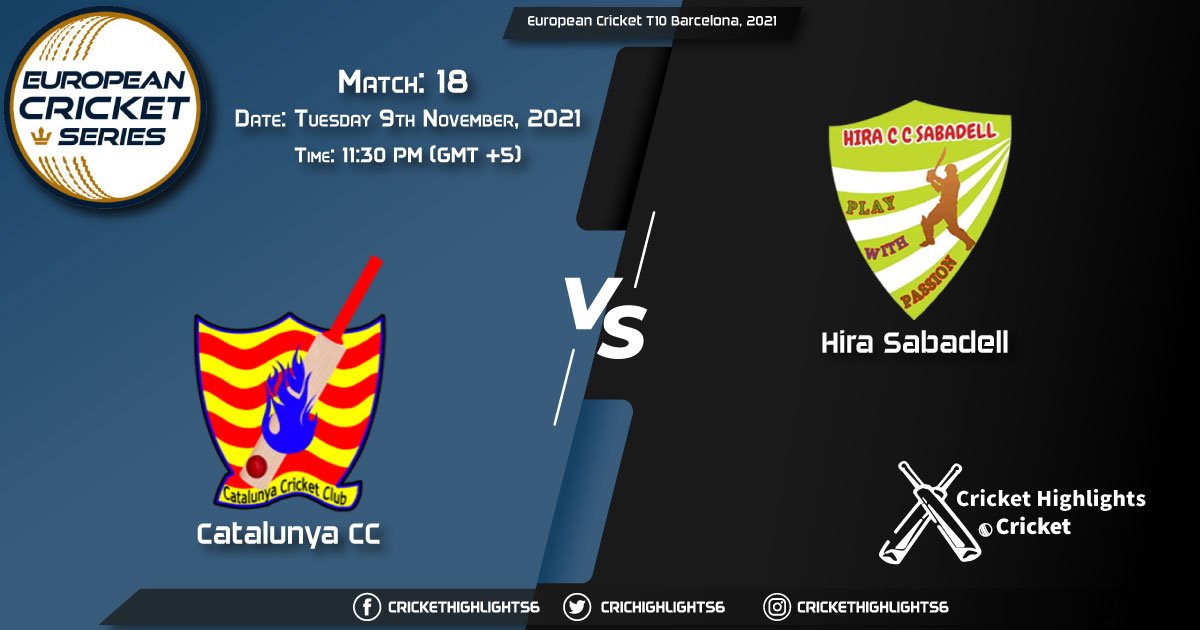 CTL vs HIS Live Score Match 18, Playing 11 Live Match Today, November 9, 2021, European Cricket T10 Barcelona, 2021