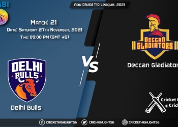 DB vs DG, Live Scorecard, Match 21, November 27, 2021, Live Cricket Score, Abu Dhabi T10 League, 2021
