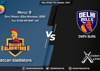 DG vs DB Live Score Match 9 Playing 11 Live Match Today, November 22, 2021, Abu Dhabi T10 League, 2021