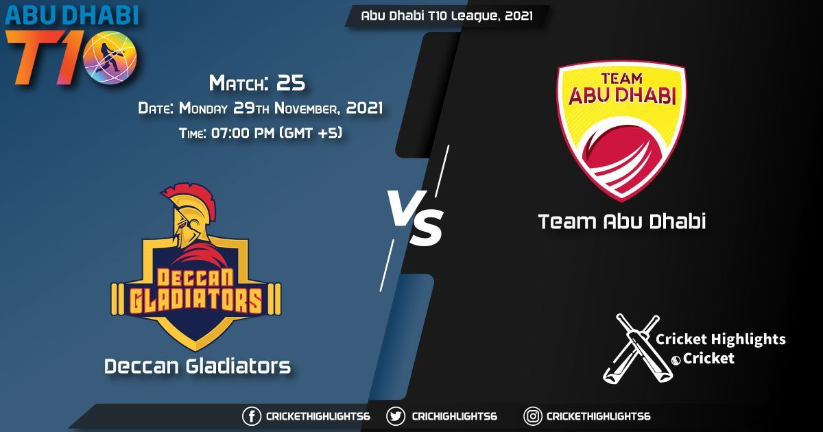 DG vs TAD, Live Scorecard, Match 25, November 29, 2021, Live Cricket Score, Abu Dhabi T10 League, 2021