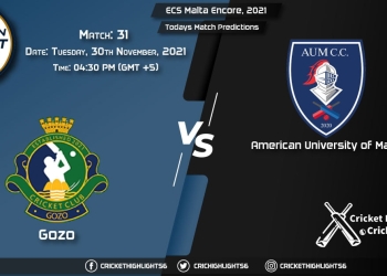 ECS Malta Encore, 2021, Match 31 GOZ vs AUM, Playing 11 & Today's Match Predictions