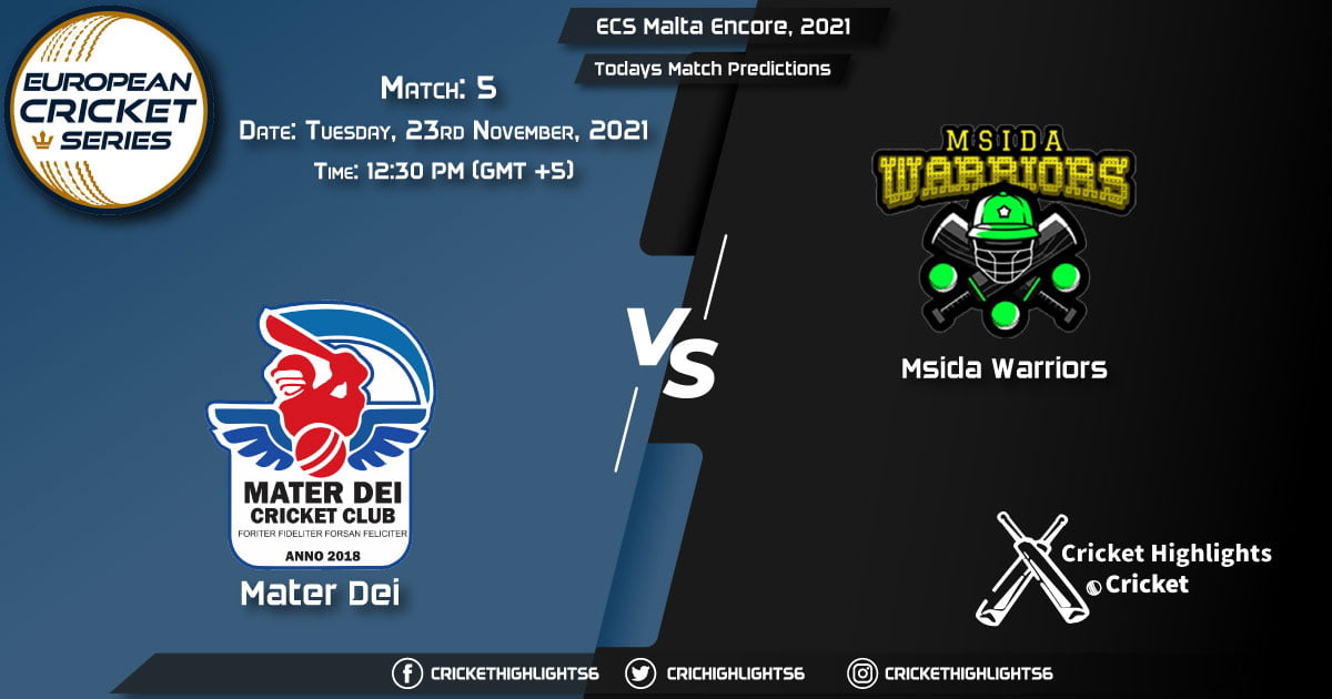 ECS Malta Encore, 2021, Match 5 MTD vs MSW, Playing 11 & Today's Match Predictions