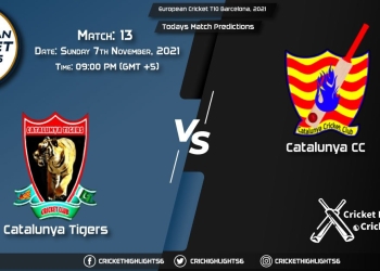 European cricket T10 Barcelona,2021, Match 13 CAT vs CTL, Playing 11 & Today's Match Predictions