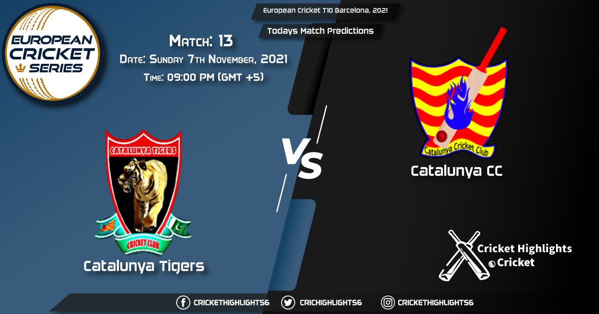 European cricket T10 Barcelona,2021, Match 13 CAT vs CTL, Playing 11 & Today's Match Predictions