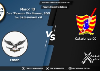 European cricket T10 Barcelona,2021, Match 19 FTH vs CTL, Playing 11 & Today's Match Predictions
