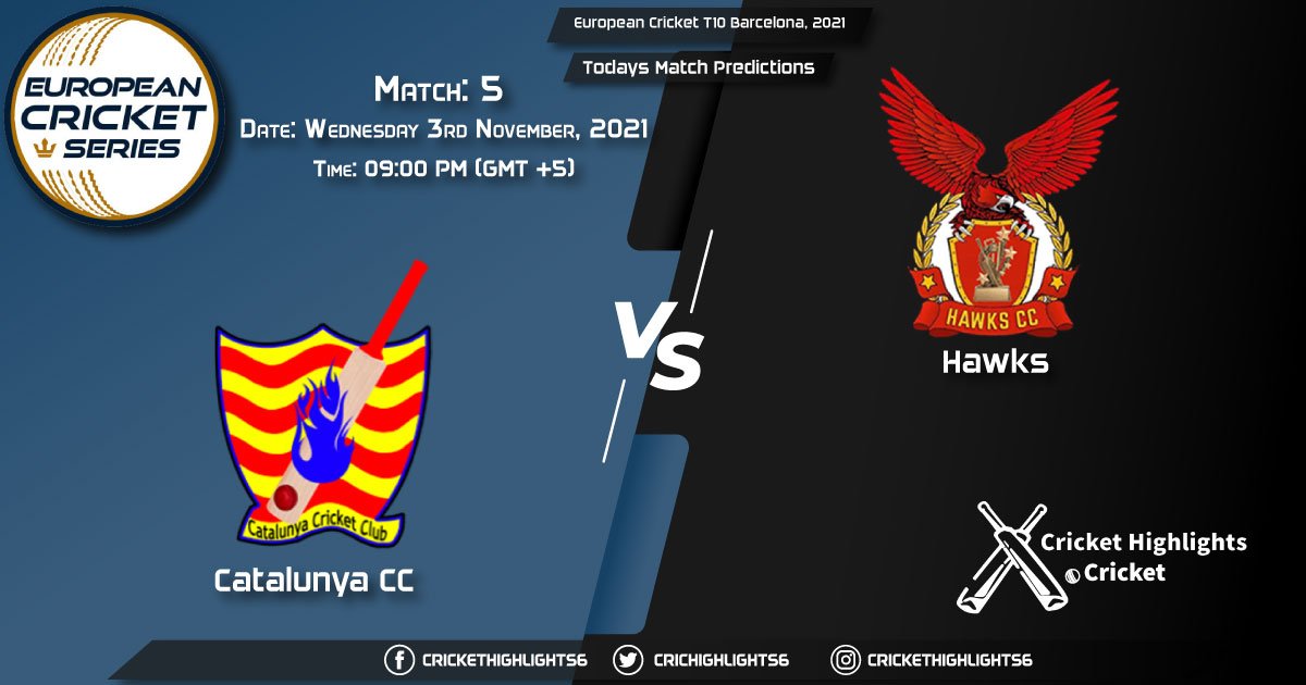 European cricket T10 Barcelona,2021, Match 5 CTL vs HAW, Playing 11 & Today's Match Predictions